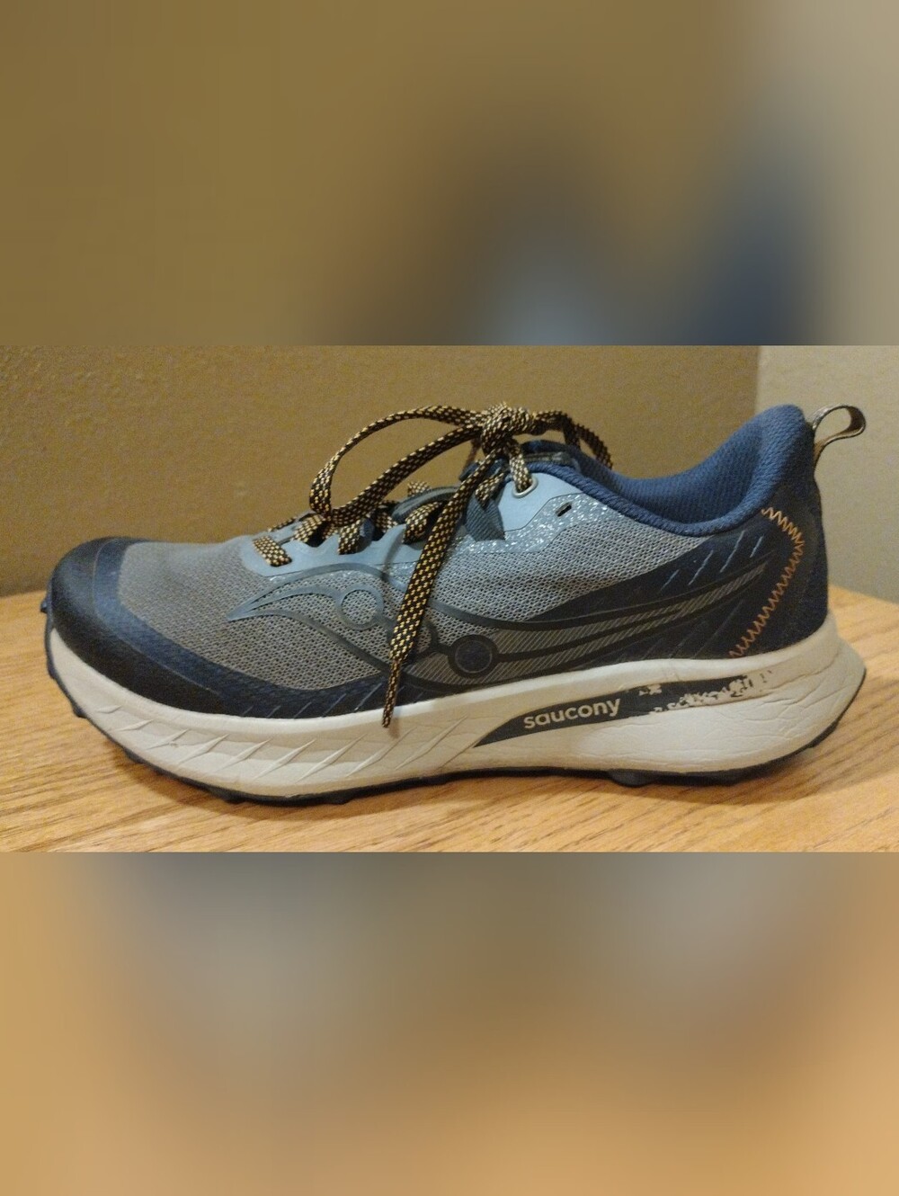 SAUCONY Men's Size 8.5 Peregrine 15 "Cinder/Navy" Running Shoes (Off Road Trail)